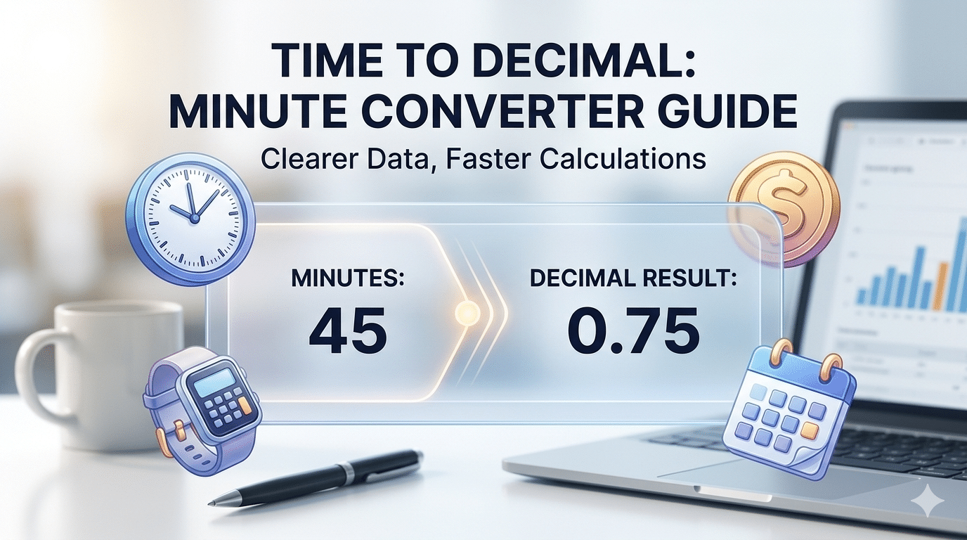 Minute to Decimal: Conversion of decimal hours, industrial minutes